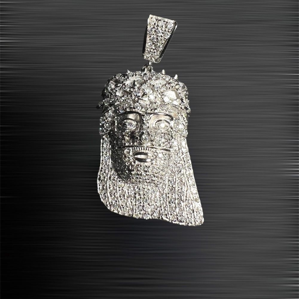 925 Sterling Silver Moissanite 1.050 CTW Jesus Pendant Charm